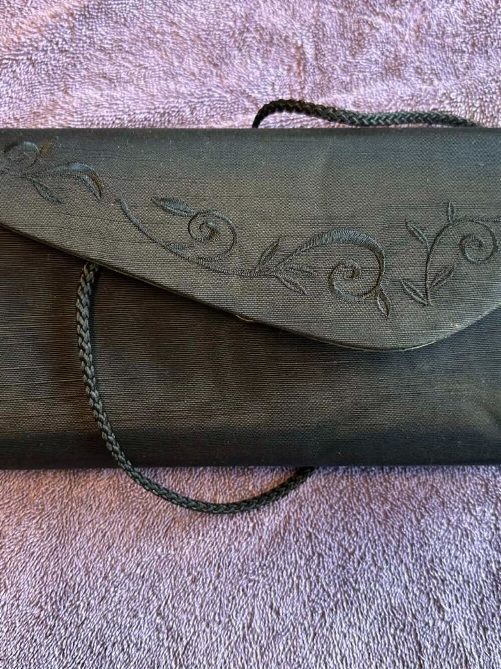 Black Satin Evening Bag Small Special Occasion Clutch, Hand Bag ~9"x5"x1"